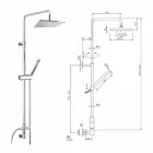 Colonna Doccia in Ottone con Soffione e Doccetta in Abs Made in Italy - Lesio Viadurini