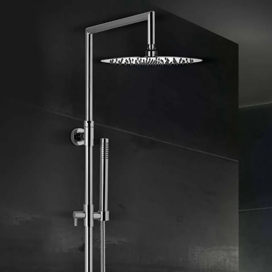 Colonna Doccia in Ottone con Soffione Ultrasottile Rotondo Made in Italy - Merio Viadurini