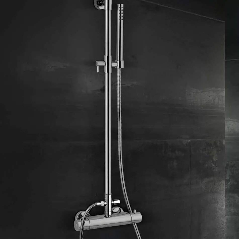 Colonna Doccia in Ottone con Soffione Ultrasottile Rotondo Made in Italy - Merio Viadurini
