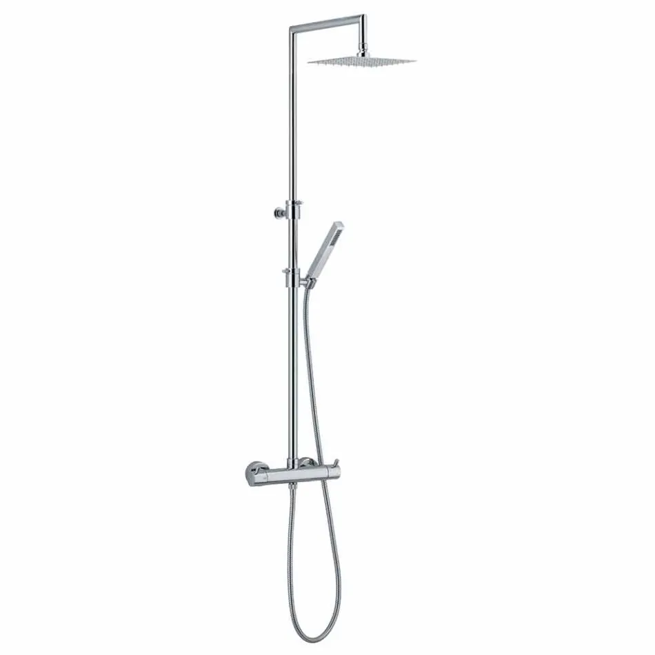Colonna Doccia in Ottone Cromato con Flessibile e Doccetta Made in Italy - Griso Viadurini