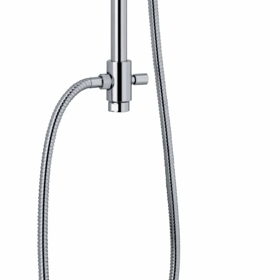Colonna Doccia in Ottone Cromato con Soffione e Flessibile Made in Italy - Cunio Viadurini