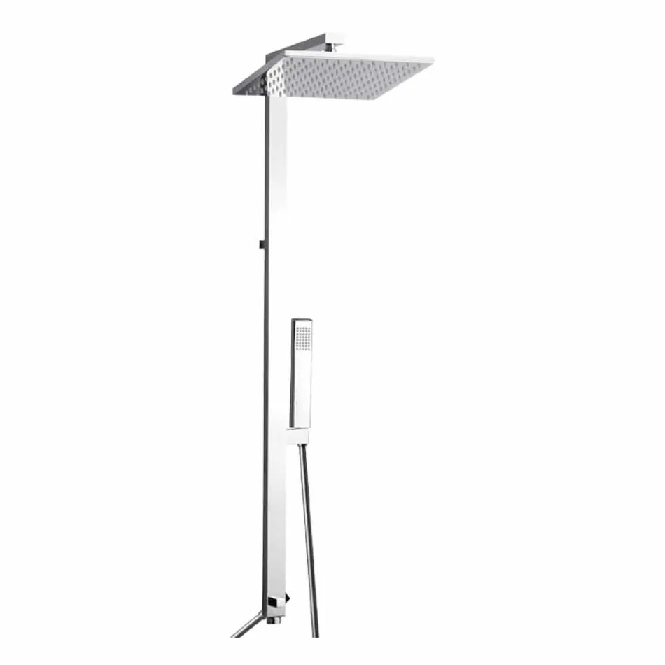 Colonna Doccia in Ottone Cromato con Soffione in Acciaio Made in Italy - Marlo Viadurini