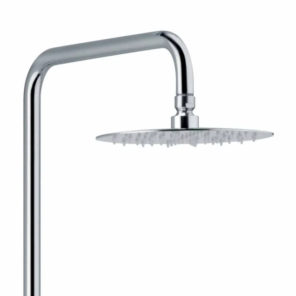 Colonna Doccia in Ottone Cromato con Soffione Rotondo Made in Italy - Griso Viadurini