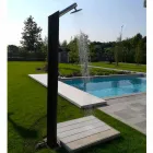 Colonna Doccia Solare da Giardino in Acciaio Inox Nero Made in Italy - Werner Viadurini