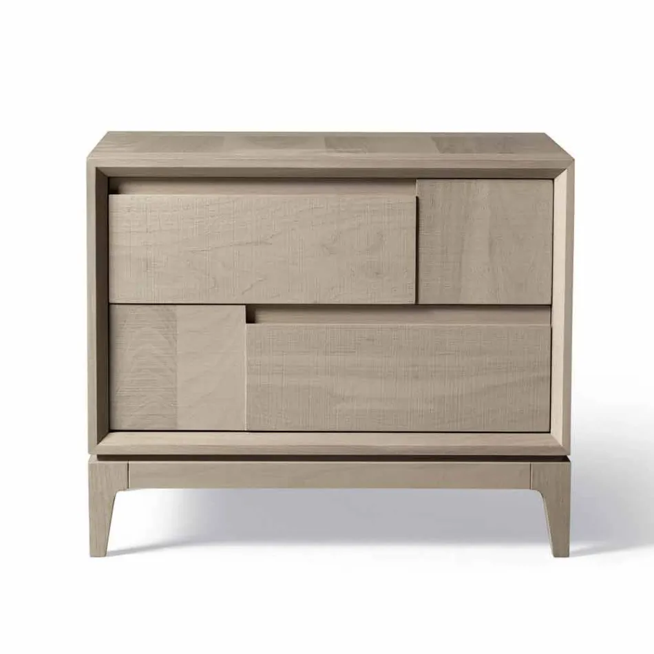 Comò 2 cassetti in legno massello di noce design moderno, Nino Viadurini