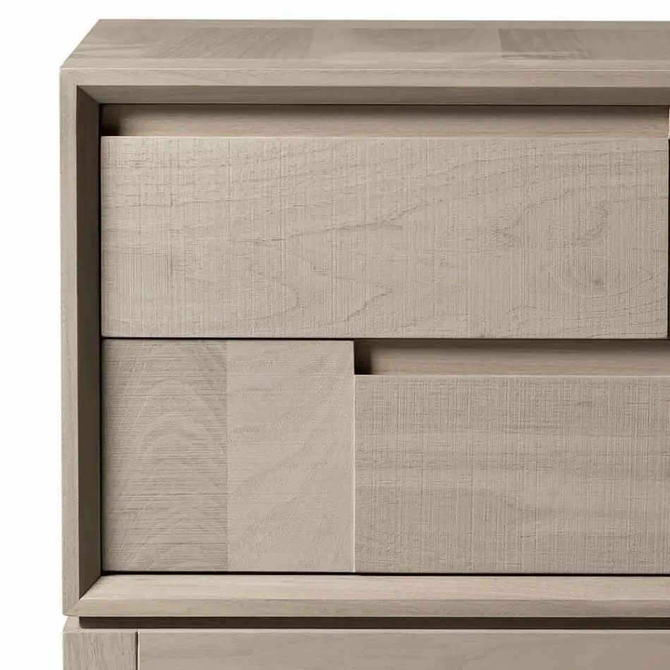 Comò 2 cassetti in legno massello di noce design moderno, Nino Viadurini