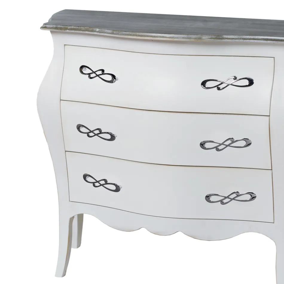 Comò Bombato con 3 Cassetti in Diverse Finiture Made in Italy - Gamad Viadurini