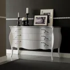 Comò con 3 Cassetti in Listellare di Tiglio Bianco Perla Made in Italy - Babaevo Viadurini