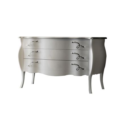 Comò con 3 Cassetti in Listellare di Tiglio Bianco Perla Made in Italy - Babaevo Viadurini