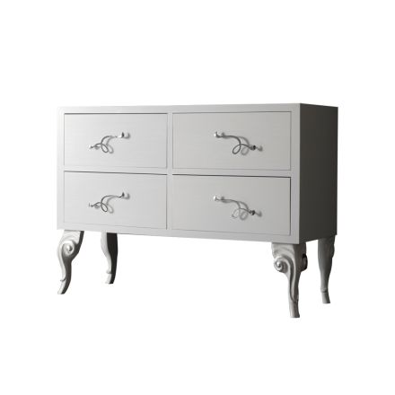 Comò con 4 Cassetti in Listellare di Tiglio Bianco Perla Made in Italy - Bacau Viadurini