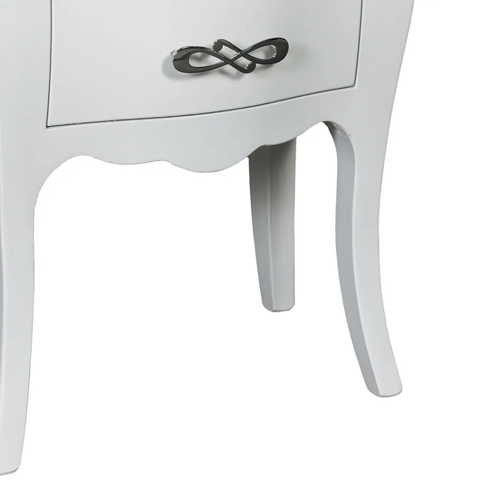 Comodino Bicolore Cipria e Bianco Consumato Made in Italy - Mantis Viadurini