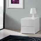 Comodino Camera da Letto 2 Cassetti Legno Bianco Design ad Arco - Sabine Viadurini