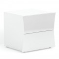 Comodino Camera da Letto 2 Cassetti Legno Bianco Design ad Arco - Sabine