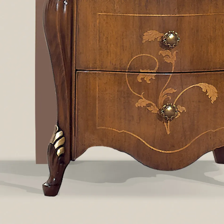 Comodino Classico 3 Cassetti di Lusso Legno Noce Made in Italy - Cambrige Viadurini