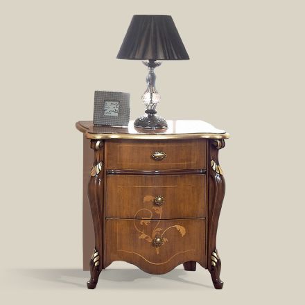 Comodino Classico 3 Cassetti di Lusso Legno Noce Made in Italy - Cambrige Viadurini