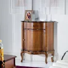 Comodino Classico Legno Intarsiato Anta e Cassetto Made in Italy - Leonor Viadurini
