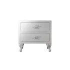 Comodino con 2 Cassetti in Finitura Bianco Perla Made in Italy - Bacau Viadurini