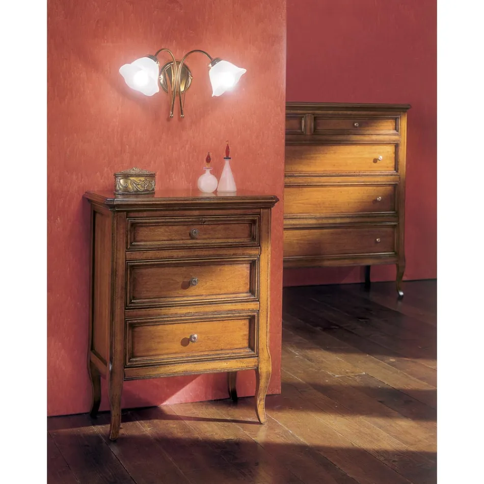 Comodino con 3 Cassetti in Legno Bassano Francia Realizzato in Italia - Hawwat Viadurini