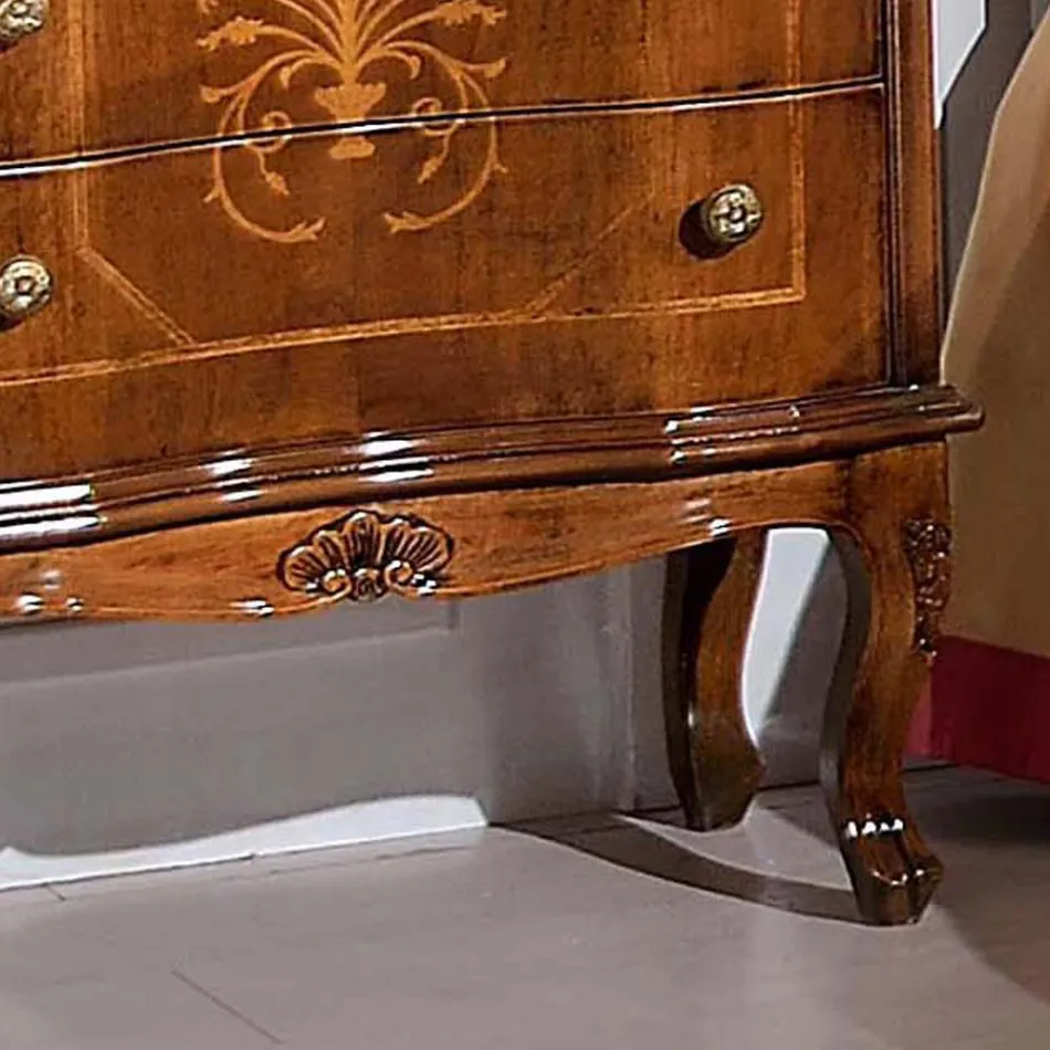 Comodino con 3 Cassetti in Legno di Noce Bassano Made in Italy - Luxury Viadurini