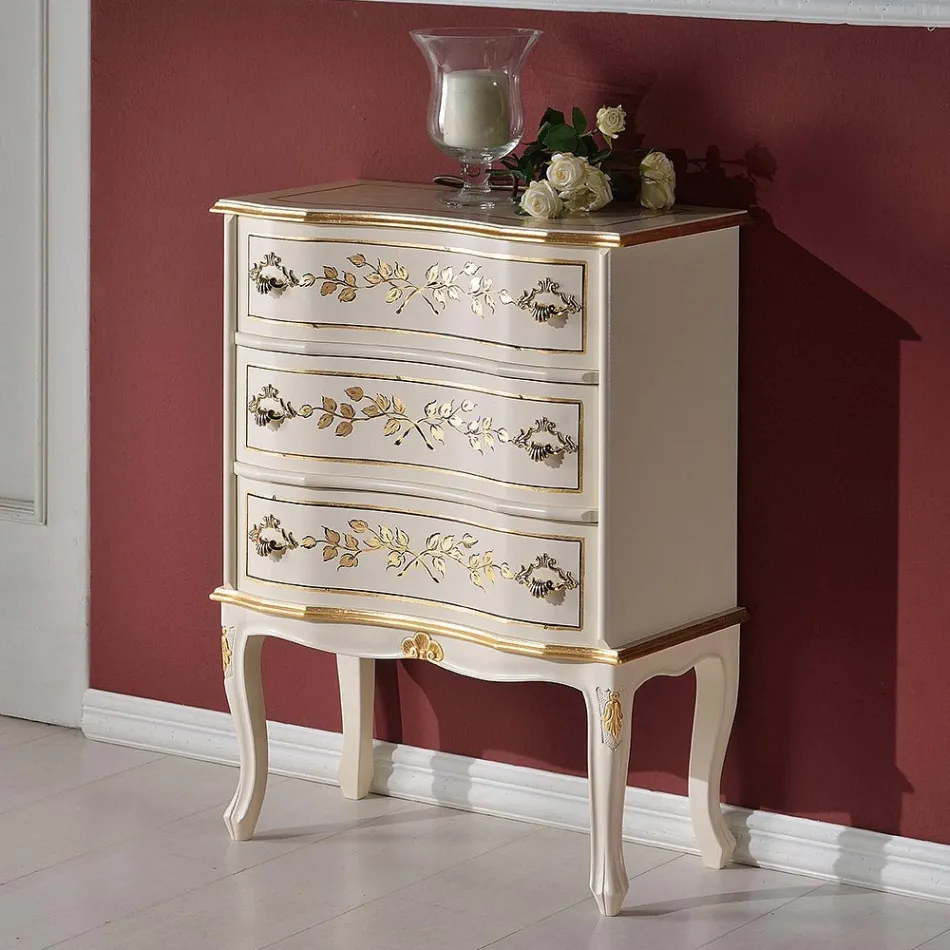 Comodino con Cassetti in Legno di Noce o Bianco Made in Italy - Elegant Viadurini