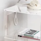Comodino Design Cristallo Acrilico Trasparente Moderno con Ripiano - Icaria Viadurini