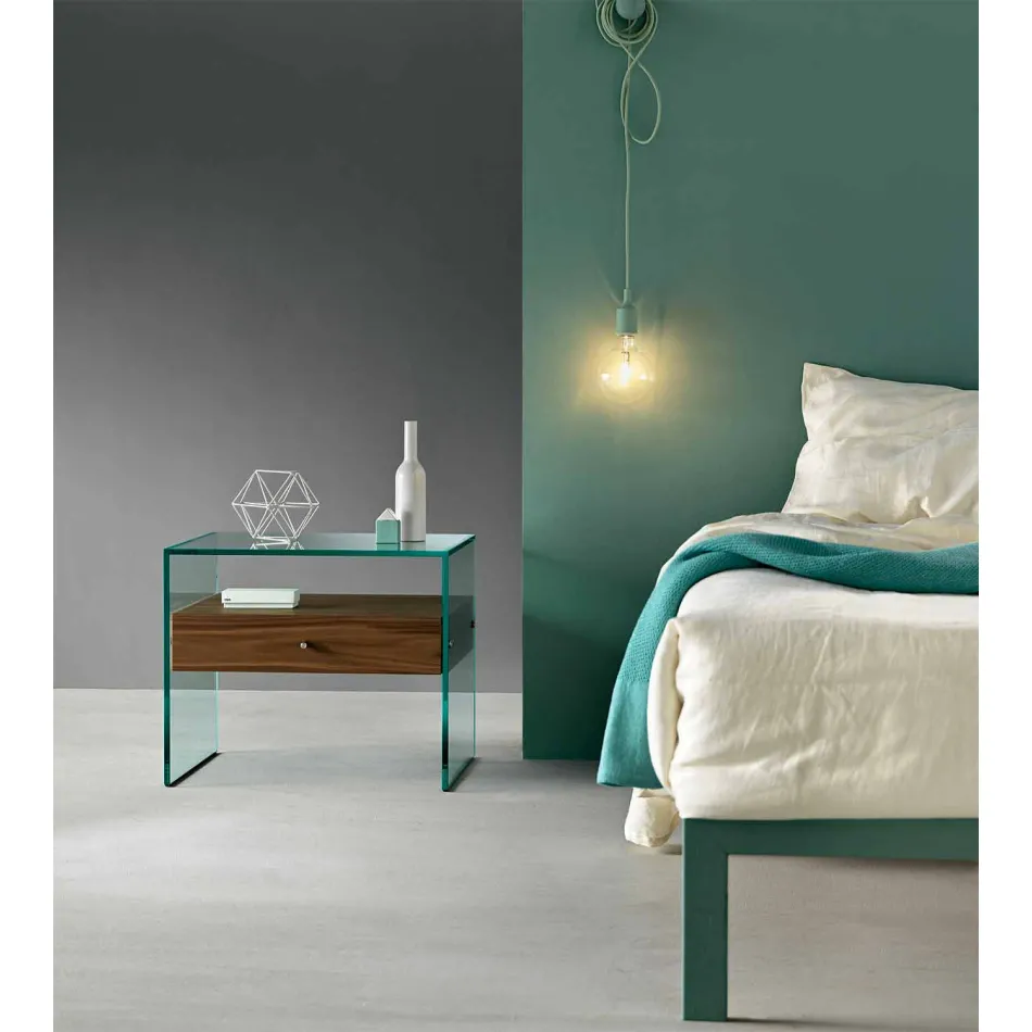 Comodino di Design Moderno in Vetro Extrachiaro Made in Italy– Segreto Viadurini
