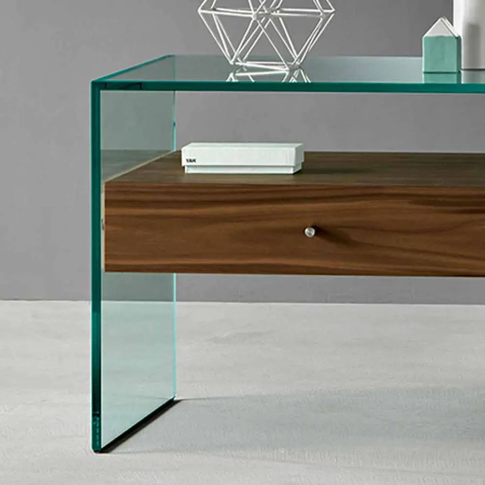 Comodino di Design Moderno in Vetro Extrachiaro Made in Italy– Segreto Viadurini