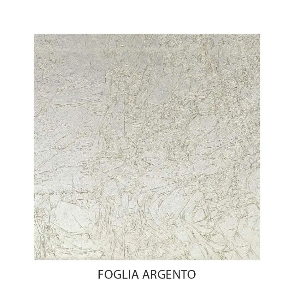Comodino in Legno Massello Finitura Foglia Argento Made in Italy - Bruges Viadurini