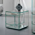 Comodino Tavolino in Vetro Extrachiaro 2 Dimensioni Made in Italy - Linzy Viadurini