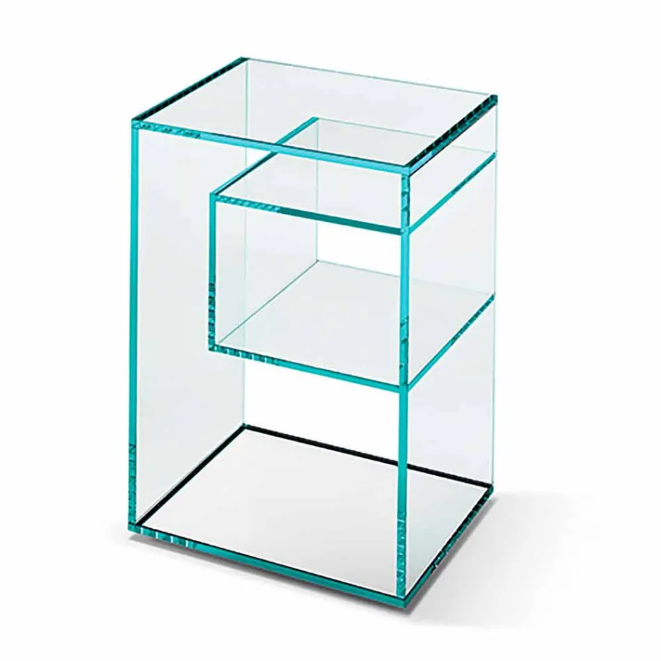 Comodino Tavolino in Vetro Extrachiaro 2 Dimensioni Made in Italy - Linzy Viadurini