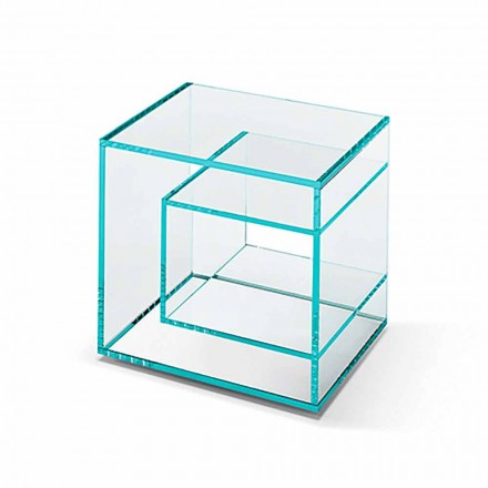 Comodino Tavolino in Vetro Extrachiaro 2 Dimensioni Made in Italy - Linzy Viadurini