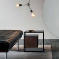 Comodino Tavolino in Vetro Fumè con Cassetto in Cuoio 2 Dimensioni - Linzy