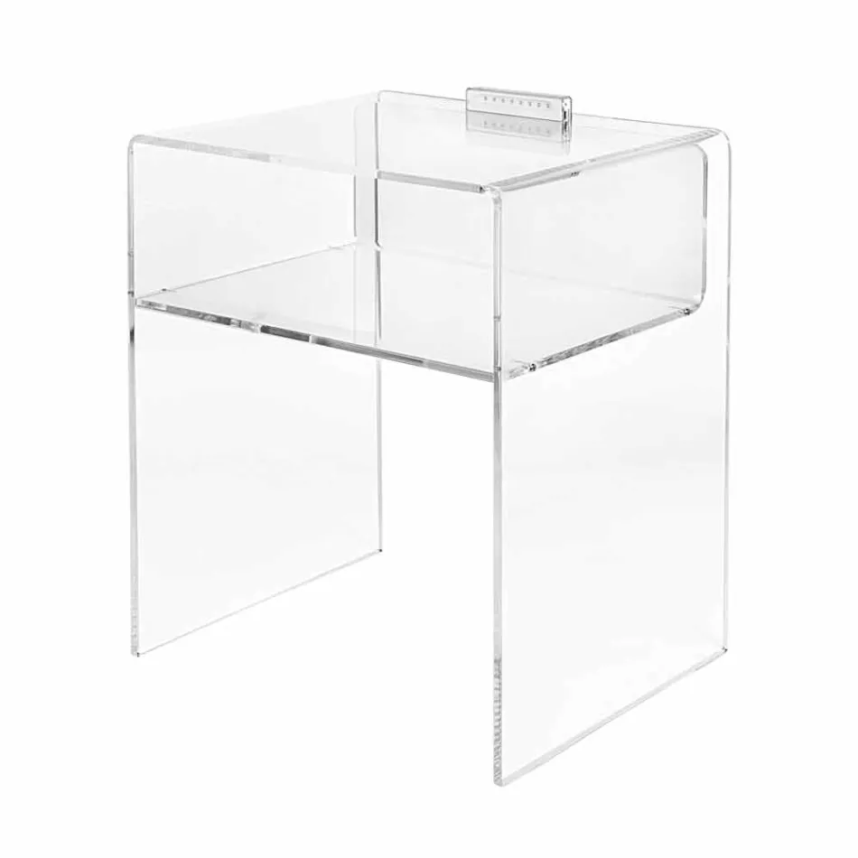 Comodino trasparente con luce LED illuminabile al tocco Adelia Viadurini