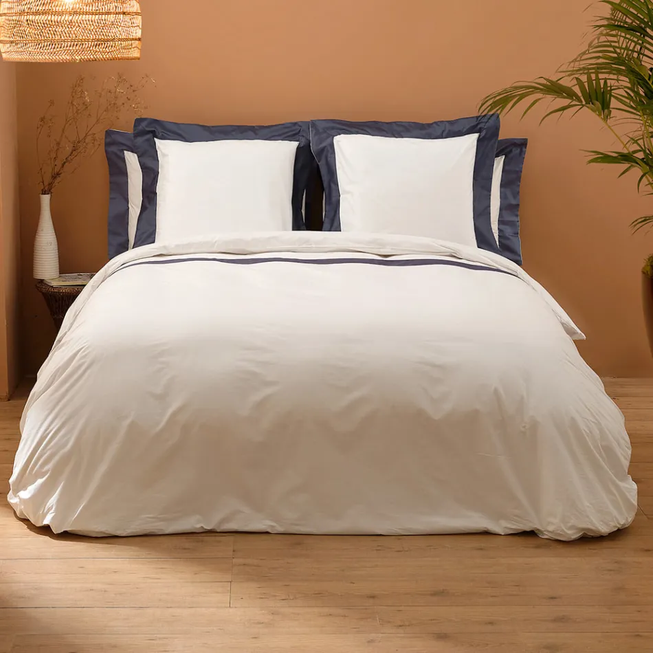 Completo Copripiumino King Size in 100% Cotone e 10% Raso di Cotone - Dettaglio Viadurini