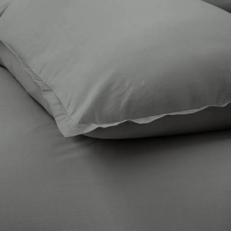 Completo Letto Matrimoniale in Puro Cotone Tinto in Capo e Sfumato - Delicacy Viadurini