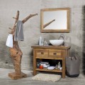 Composizione 3 Mobili Bagno in Legno di Teak con Lavabo in Resina - Essence