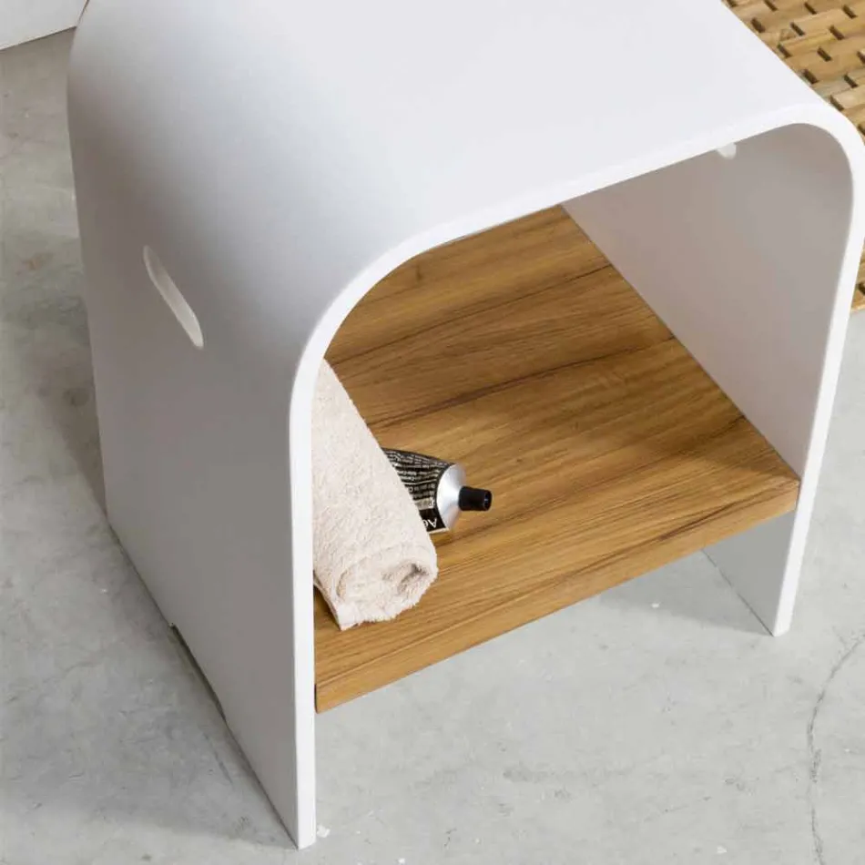 Composizione 3 Mobili Bagno Sospesa con Lavabo Bianco in Resina - Abbaglio Viadurini