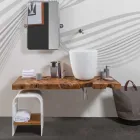 Composizione 3 Mobili Bagno Sospesa con Lavabo Bianco in Resina - Abbaglio Viadurini