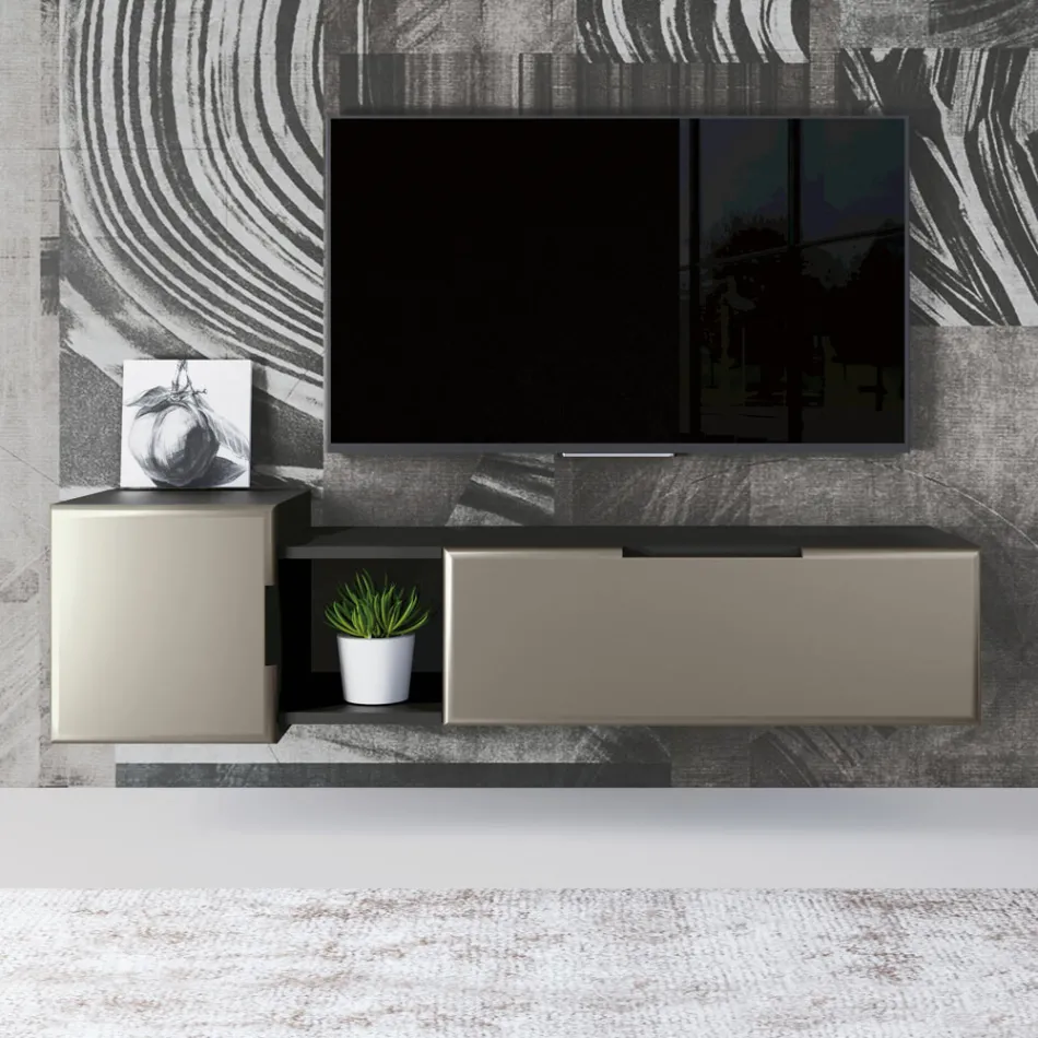 Composizione a Parete Moderna da Soggiorno in Mdf Made in Italy - Linn Viadurini