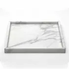 Composizione Accessori da Bagno in Marmo Bianco di Carrara Made in Italy - Tuono Viadurini