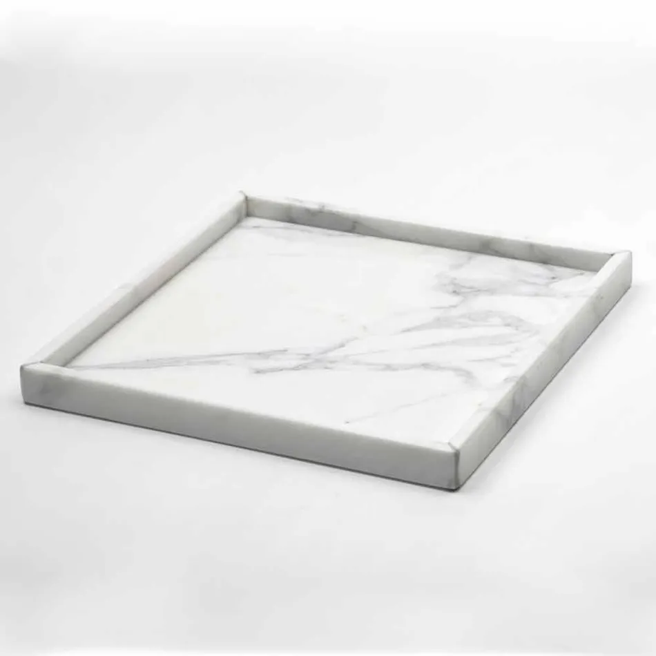 Composizione Accessori da Bagno in Marmo Bianco di Carrara Made in Italy - Tuono Viadurini