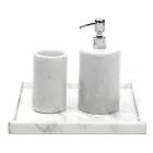 Composizione Accessori da Bagno in Marmo Bianco di Carrara Made in Italy - Tuono Viadurini