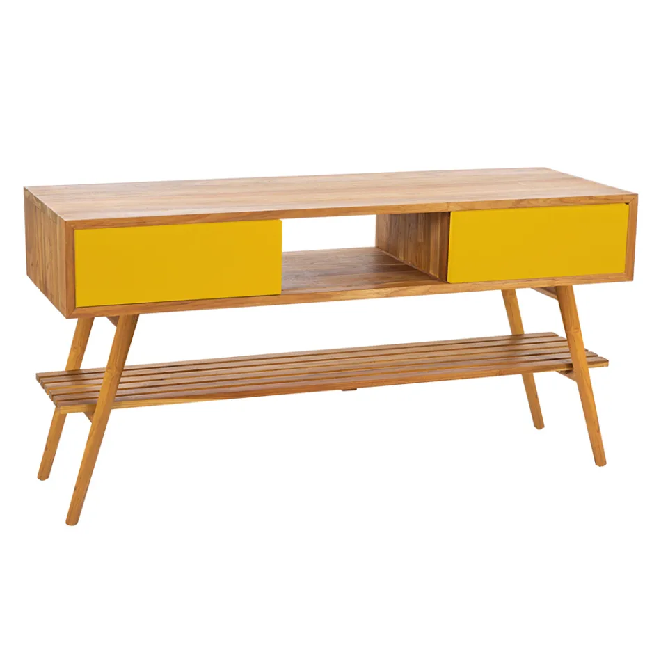 Composizione Accessori e Mobile Appoggio Giallo con Cassettiera - Georges  Viadurini