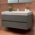 Composizione Arredo Bagno Sospesa in Fenix Grigio – Becky Viadurini