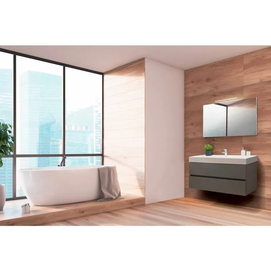 Composizione Arredo Bagno Sospesa in Fenix Grigio – Becky Viadurini