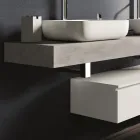 Composizione Bagno Color Cemento e Bianco Opaco con Lavabo, Specchio e Base - Palom Viadurini