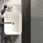 Composizione Bagno Color Cemento e Bianco Opaco con Lavabo, Specchio e Base - Palom Viadurini