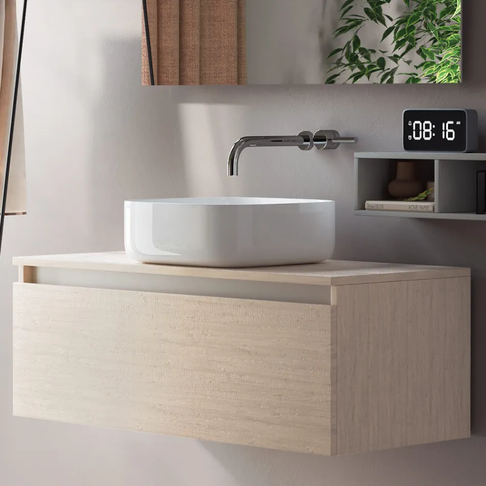 Composizione Bagno Completa di Lavabo, Specchio e Base Made in Italy - Dream Viadurini