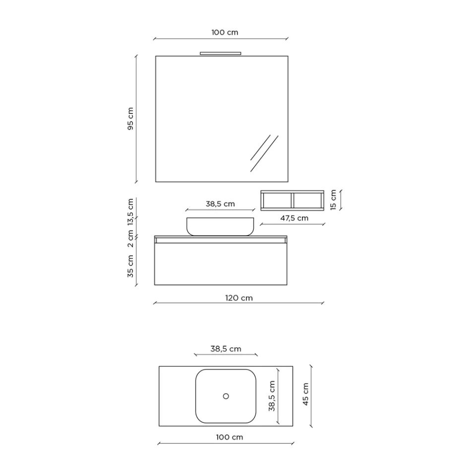 Composizione Bagno Completa di Lavabo, Specchio e Base Made in Italy - Dream Viadurini