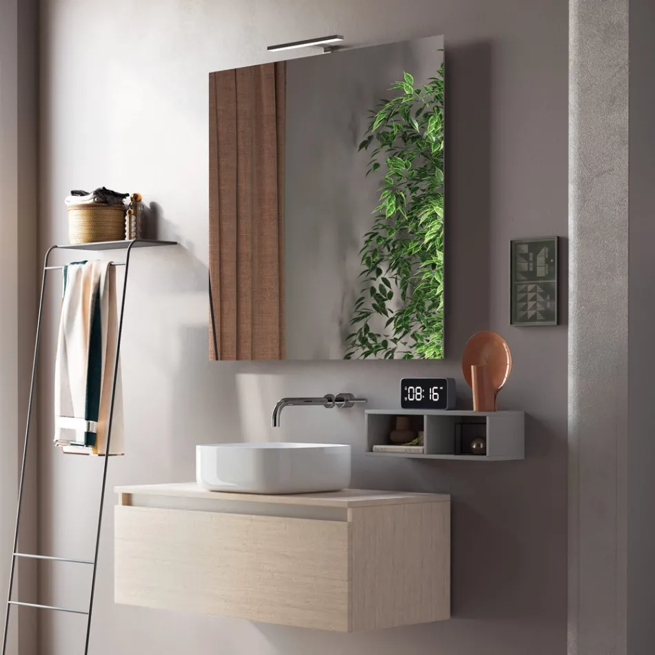 Composizione Bagno Completa di Lavabo, Specchio e Base Made in Italy - Dream Viadurini